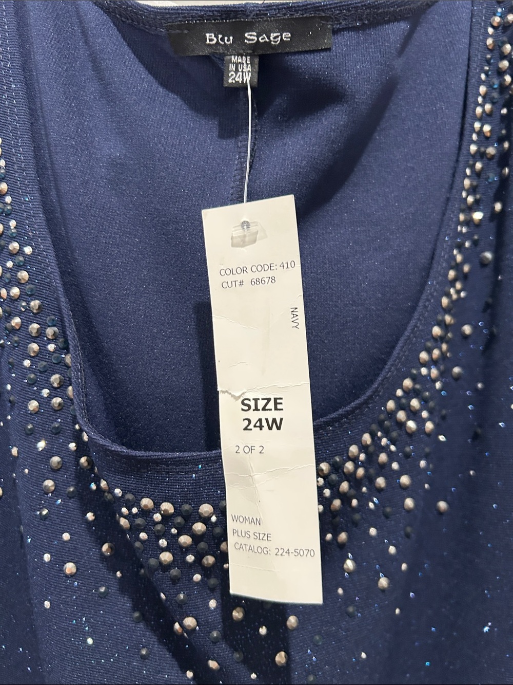 NWT Blu Sage Navy Embellished Scoop Neck sparkle Dress